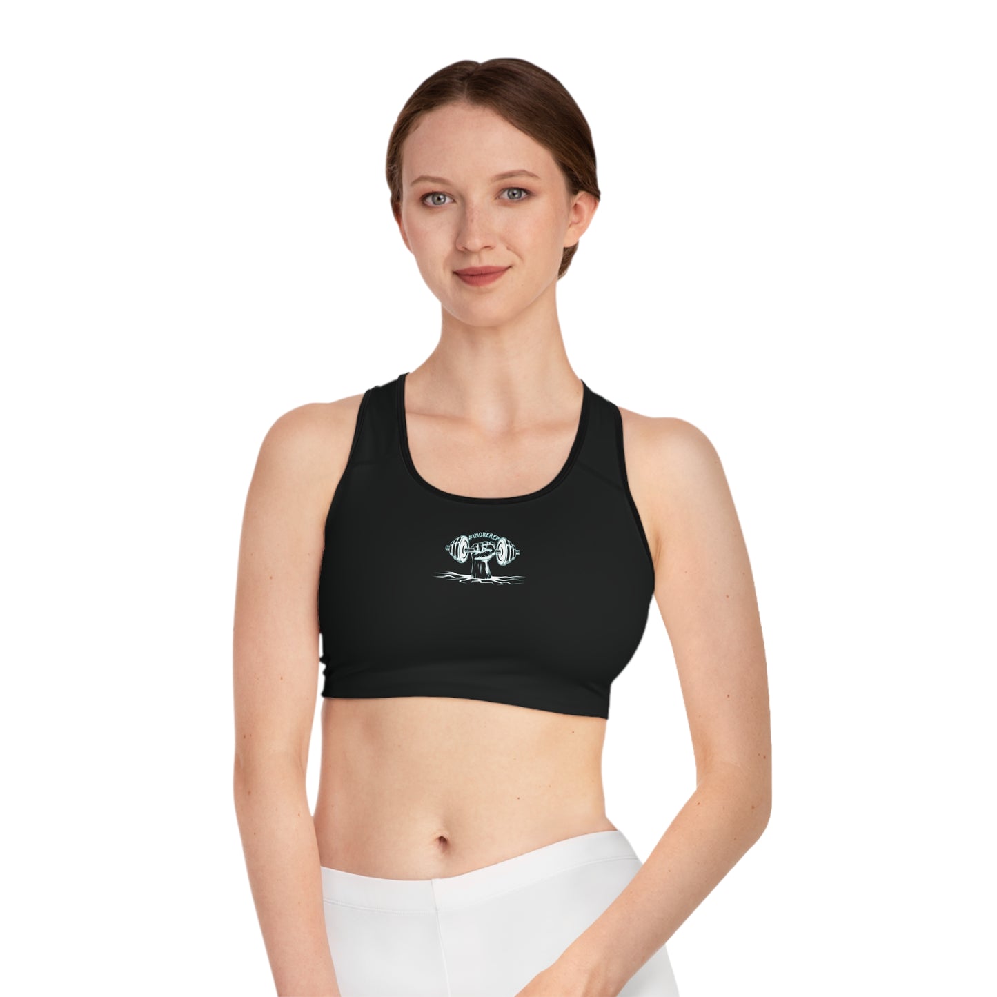 #1MOREREP LOGO Women's Sports Bra (Black)